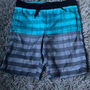 blue and gray target swim trunks